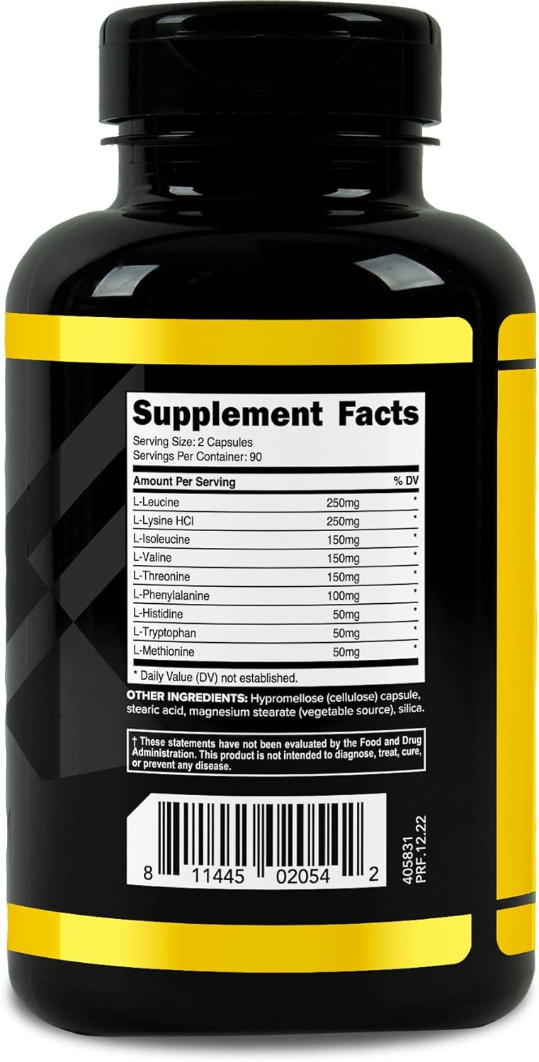 High Potency PrimaForce EAA Capsules - 1200mg, 180 Capsules, 90 Servings - Non-GMO, Gluten-Free, Vegetarian - Essential Amino Acids