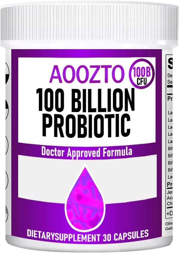 High Potency Probiotic Supplement with 100 Billion CFU, 10 Strains, Organic Prebiotics - Promotes Gut and Digestive Health - Relief from Constipation, Diarrhea, Gas, Bloating - 30 Capsules for Men and Women