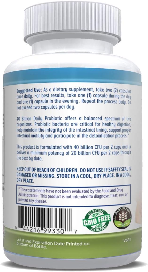 High Potency Probiotic Supplement with 40 Billion CFU, MakTrek Bi-Pass Technology, 180 Veggie Capsules for Digestion & Immune Health