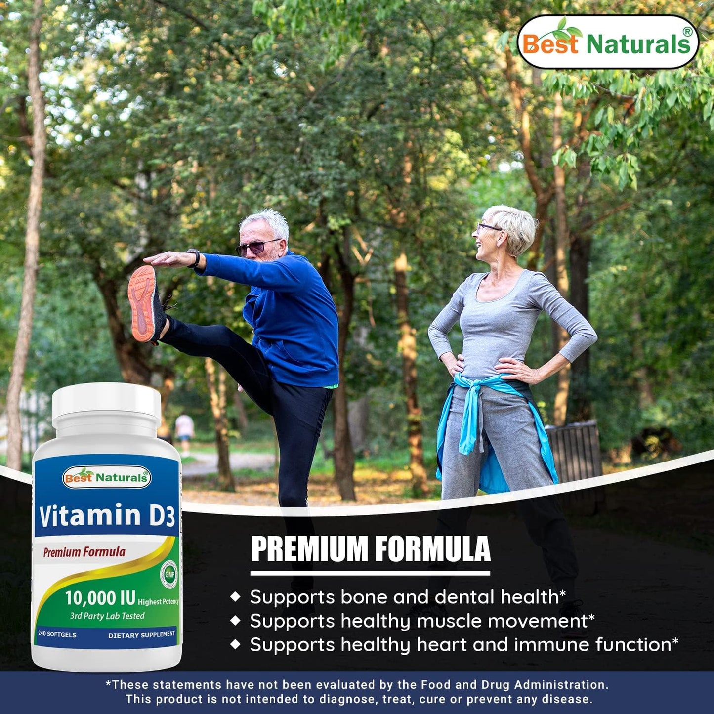 High Potency Probiotic with 10 Strains, 30 Billion CFU, and Vitamin D3 10000 IU - Top Natural Supplement for Gut Health and Immunity