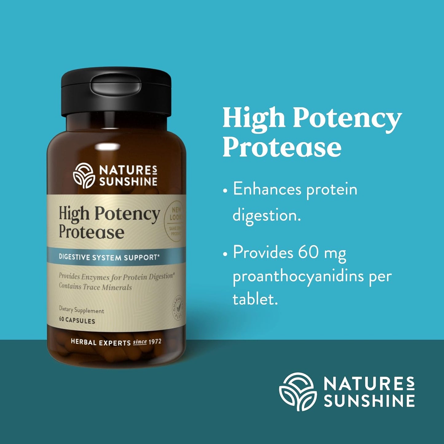 High Potency Protease Enzyme Supplement - 60 Capsules from Nature's Sunshine