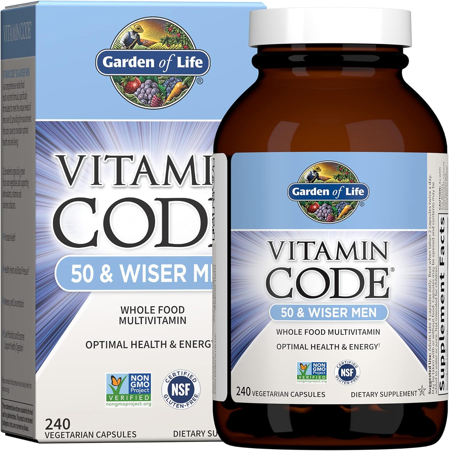 High Potency Raw Zinc and Vitamin C Multimineral Supplement for Men Over 50 - Garden of Life Vitamin Code 50 & Zinc 30mg