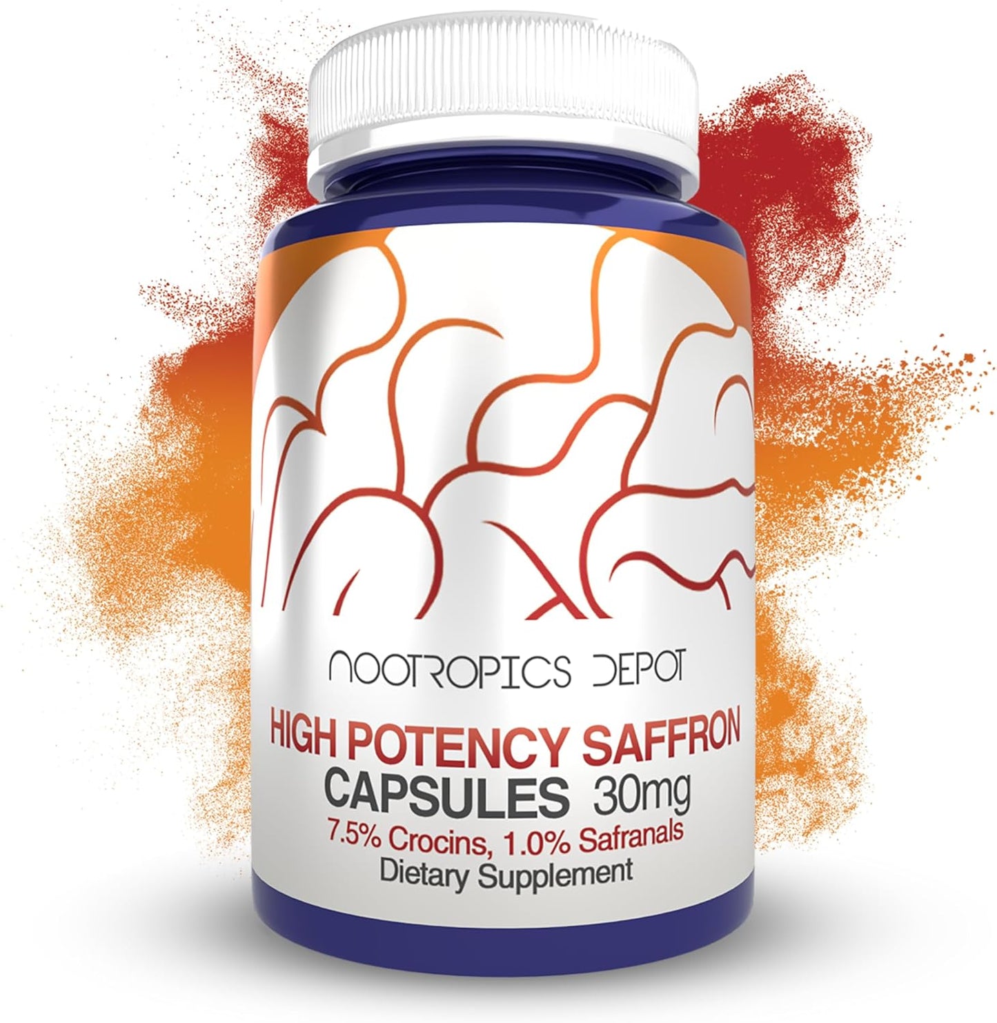 High-Potency Saffron Extract Capsules | 30mg | Crocus Sativus | 60 Count | 7.5% Crocins & 1% Safranals