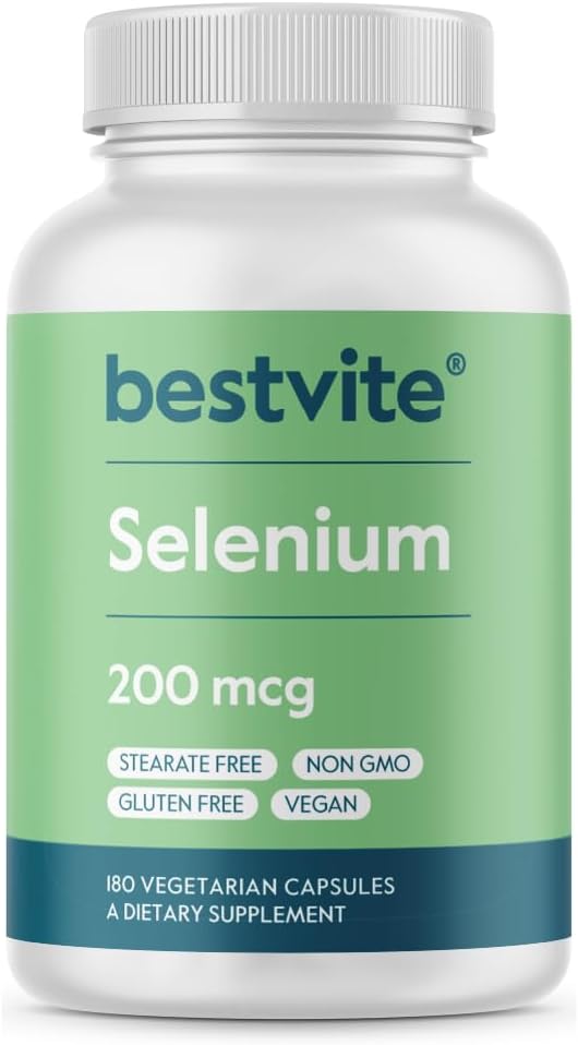 High Potency Selenium Supplement 200mcg - 180 Vegan Capsules - Non-GMO & Gluten Free - No Additives