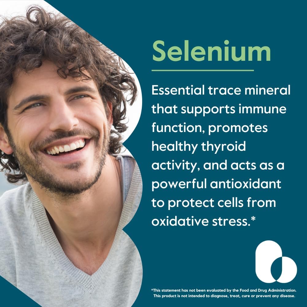 High Potency Selenium Supplement 200mcg - 180 Vegan Capsules - Non-GMO & Gluten Free - No Additives