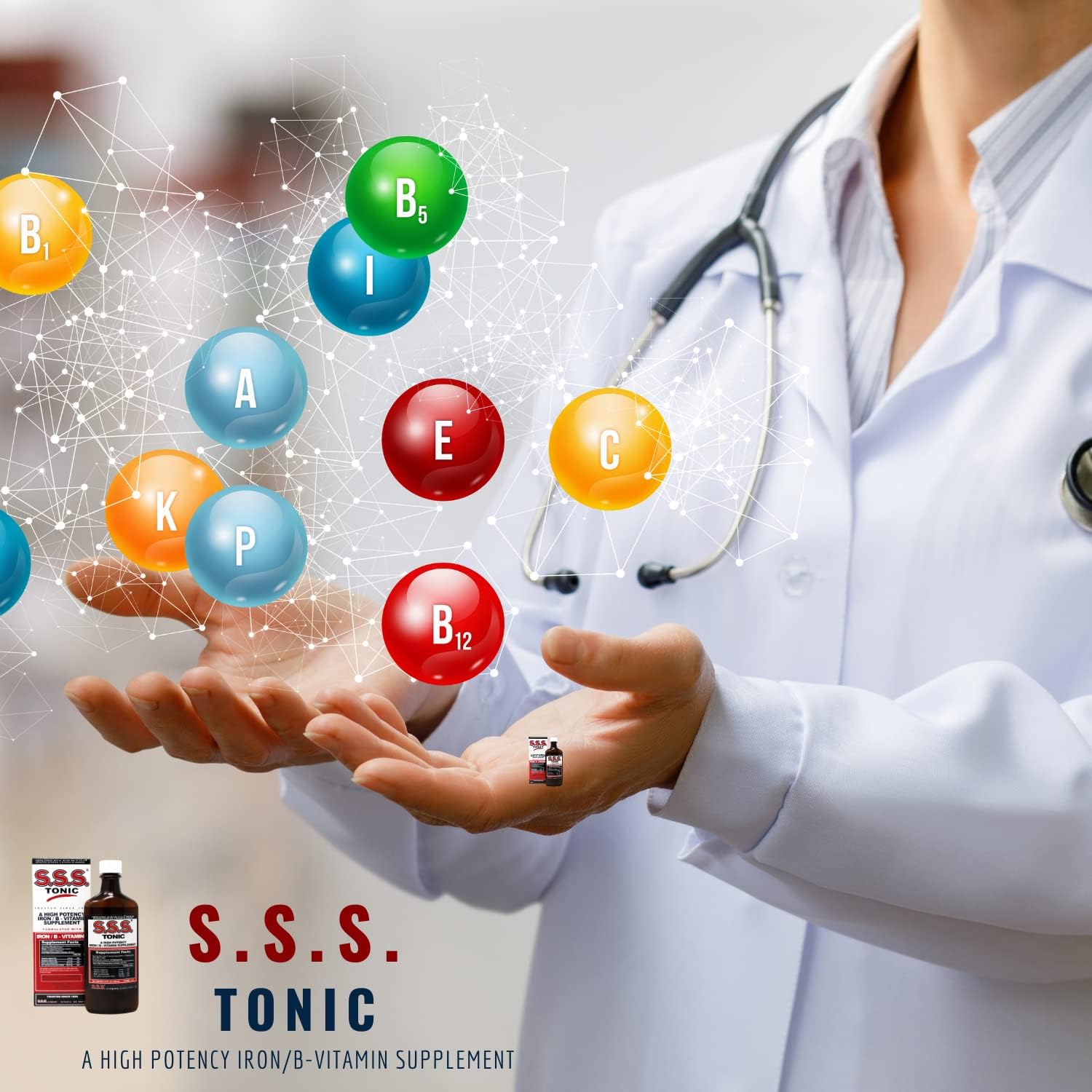 High Potency S.S.S. Tonic Iron and Vitamin B Supplement, 10 Fl Oz Bottle - Pack of 1