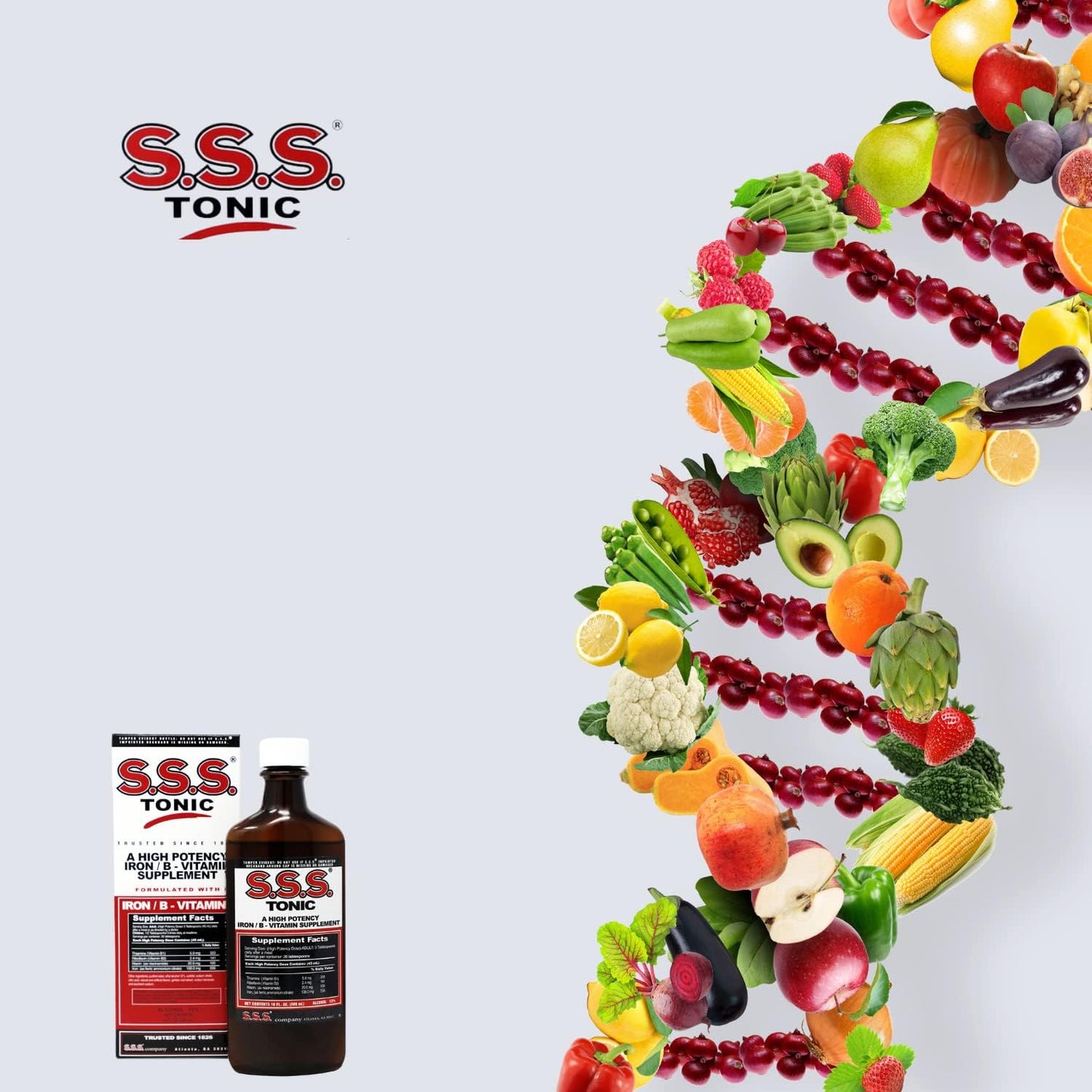 High Potency S.S.S. Tonic Iron and Vitamin B Supplement, 10 Fl Oz Bottle - Pack of 1