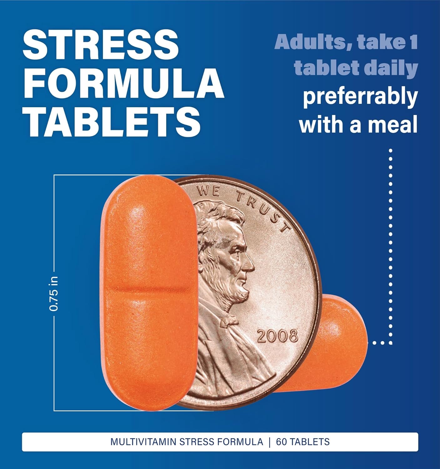 High Potency Stress Formula Vitamins - 60 Tablets - Dietary Supplement for Managing Stress