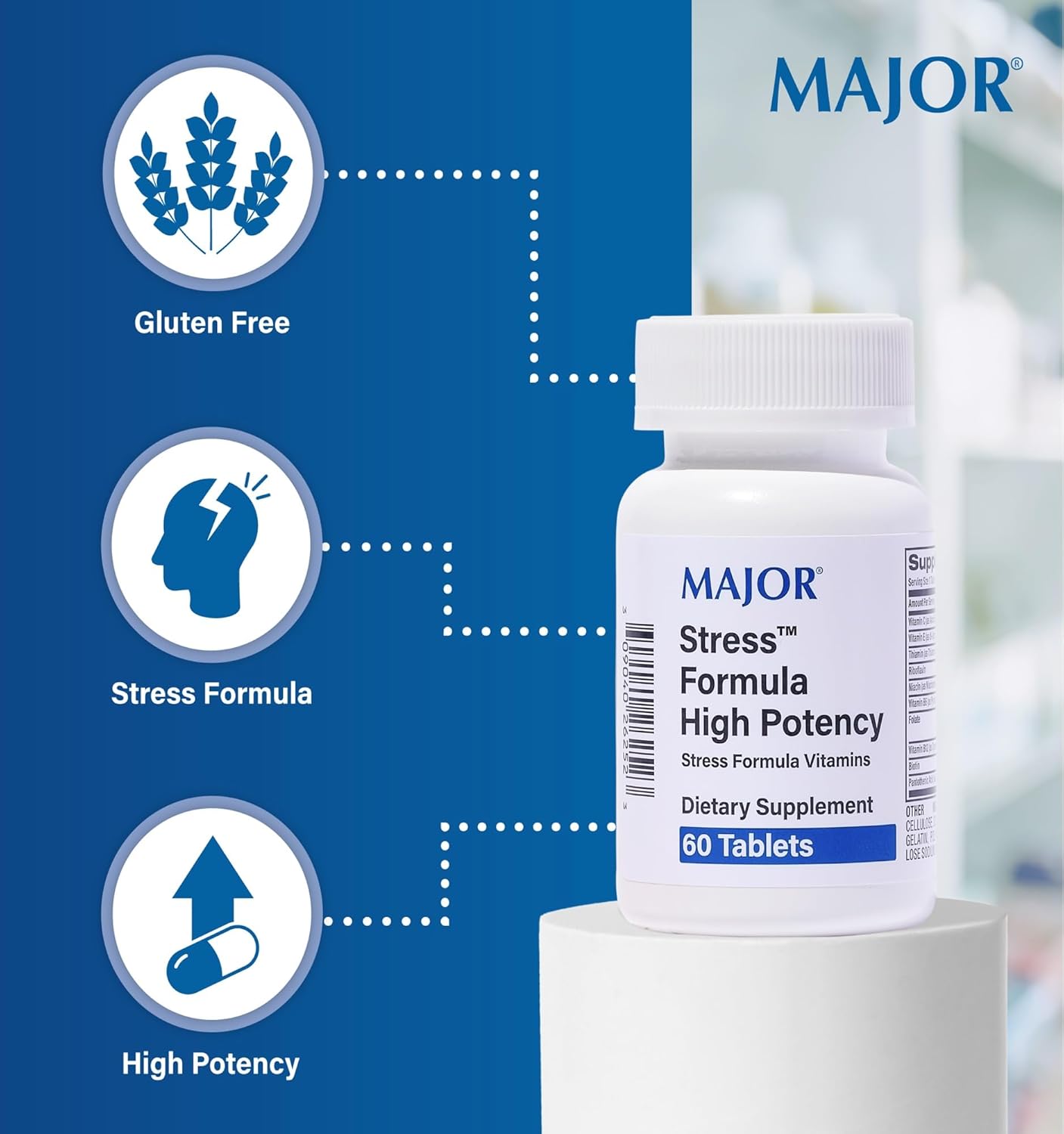High Potency Stress Formula Vitamins - 60 Tablets - Dietary Supplement for Managing Stress