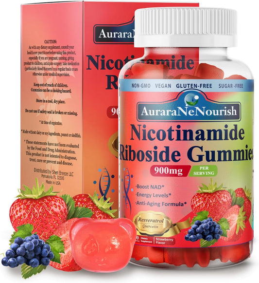 High Potency Sugar-Free NAD Supplement Gummies with Resveratrol and Collagen for Anti Aging and Energy Boost