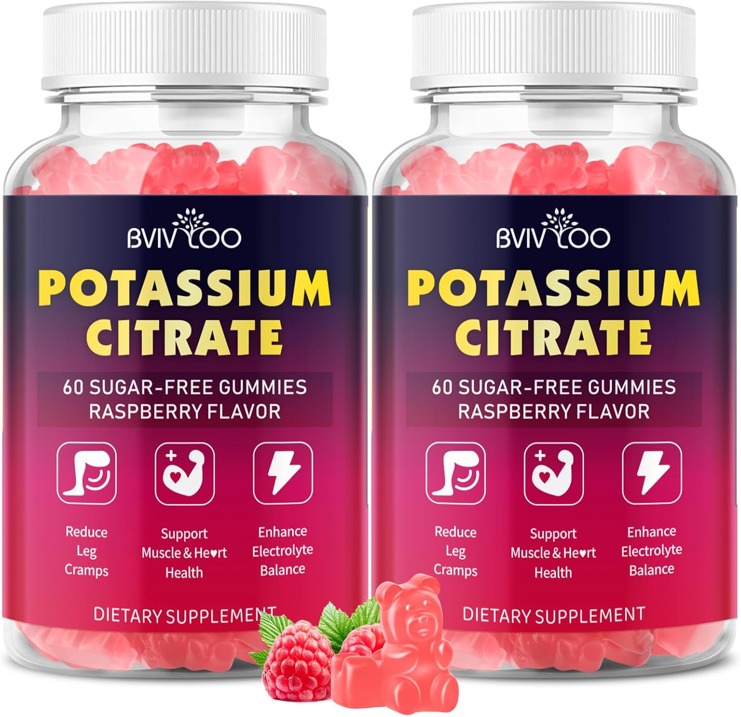 High Potency Sugar-Free Potassium Citrate Gummies for Adults - 1000mg, 120 Count - Supports Electrolyte Balance & Leg Cramps