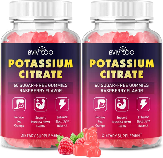 High Potency Sugar-Free Potassium Citrate Gummies for Adults - 1000mg, 120 Count - Supports Electrolyte Balance & Leg Cramps