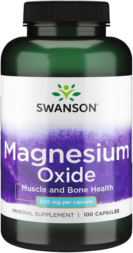 High Potency Swanson Magnesium Oxide Capsules - 500 mg, 100 Count