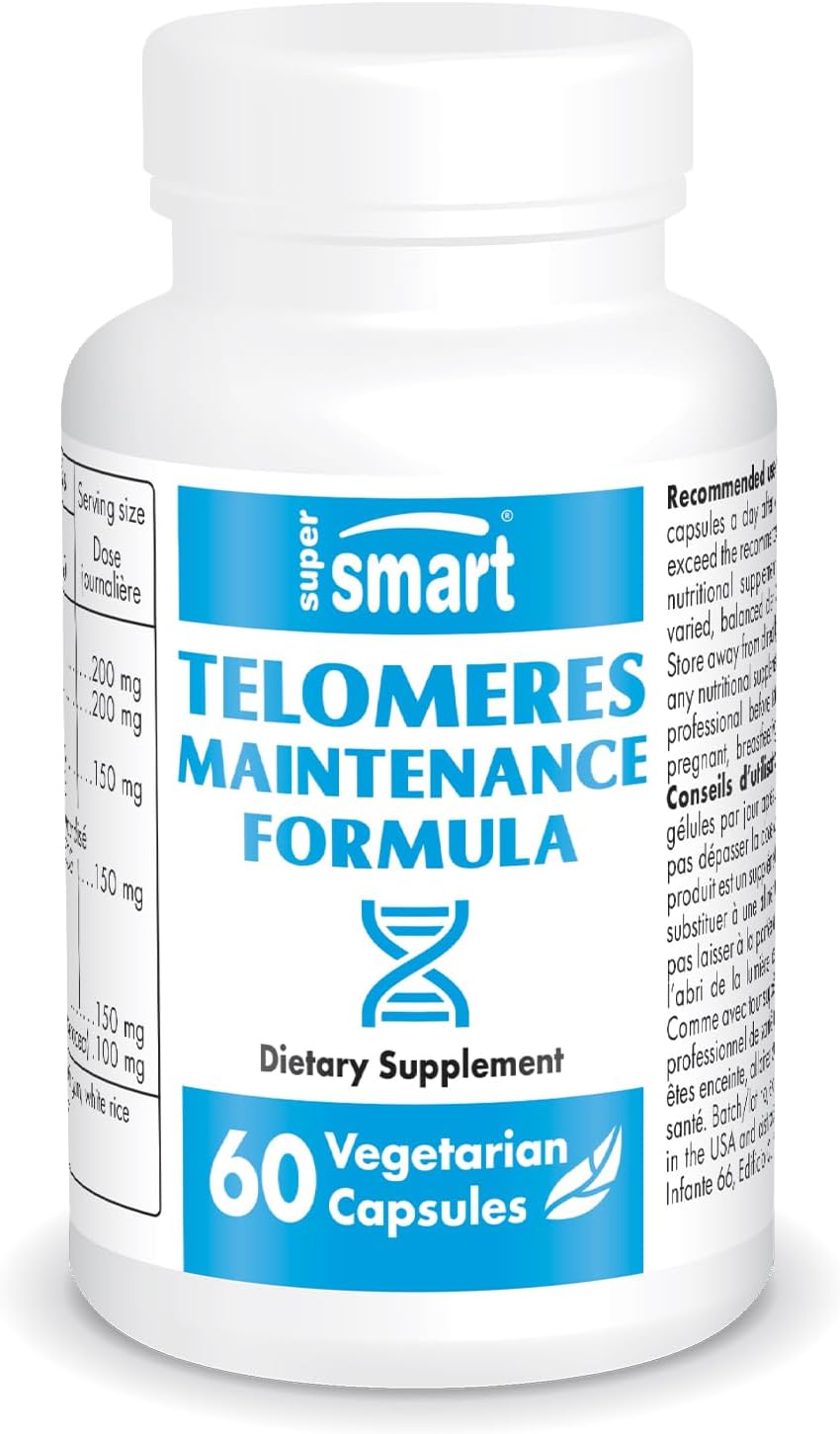 High Potency Telomeres Maintenance Formula with Polyphenols, Catechins, EGCG, and D-Gamma-Tocotrienols - Non-GMO, Gluten Free - 60 Vegetarian Capsules