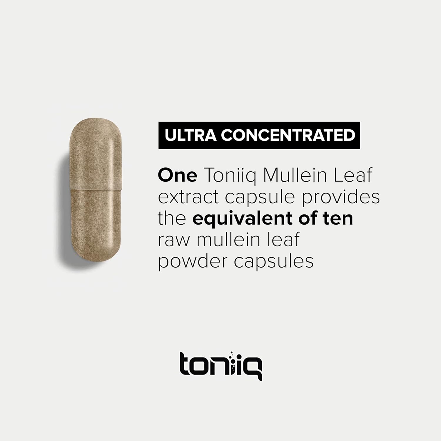 High Potency Toniiq Mullein Leaf Capsules - 10:1 Extract, 1300mg - Concentrated Formula, Third-Party Tested - 120 Capsules