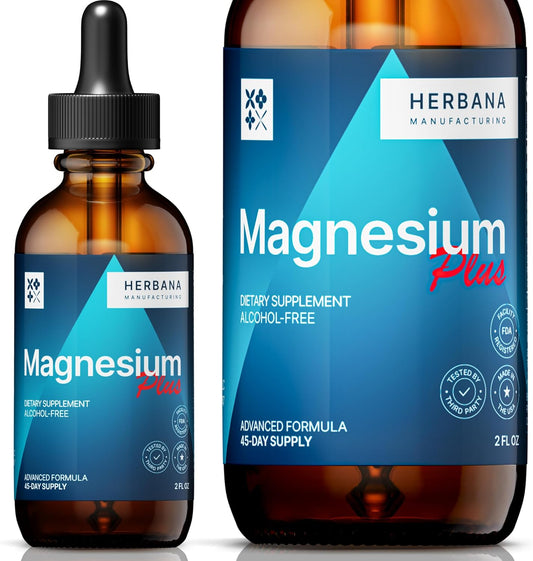 High Potency Triple Complex Magnesium Liquid Drops with Vitamins for 100% Absorption - 45-Day Supply