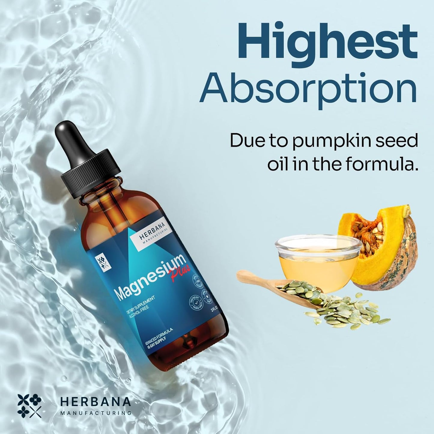 High Potency Triple Complex Magnesium Liquid Drops with Vitamins for 100% Absorption - 45-Day Supply