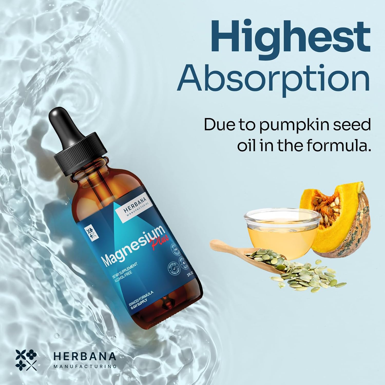 High Potency Triple Complex Magnesium Liquid Drops with Vitamins for 100% Absorption - 45-Day Supply