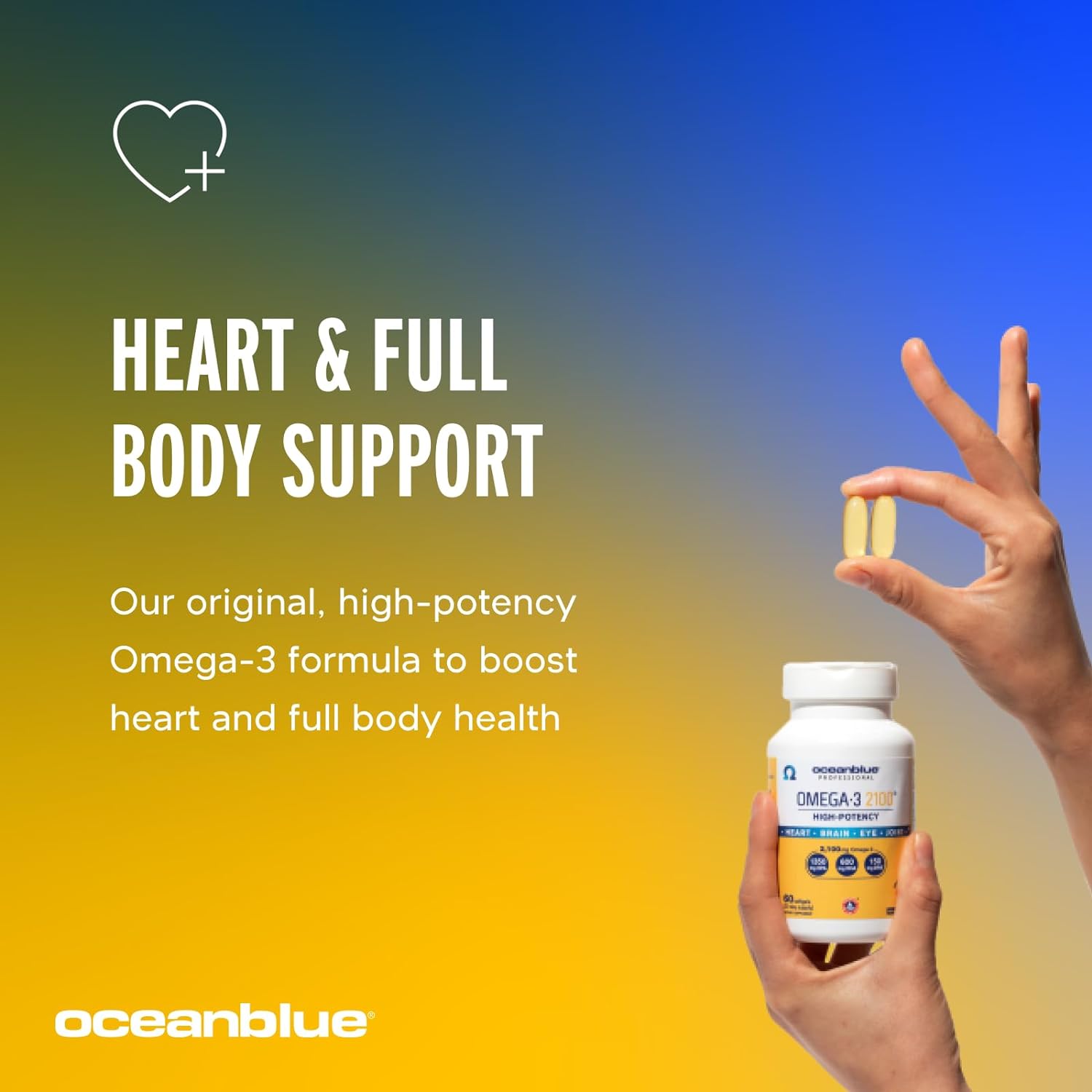 High-Potency Triple Strength Oceanblue Professional Omega-3 2100 - 60 Count, Burpless Fish Oil with EPA, DHA & DPA - Orange Flavor, 30 Servings