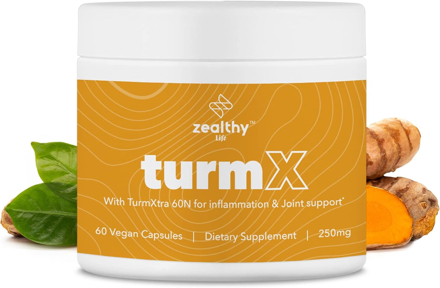 High-Potency Turmeric Capsules for Joint Support - Non-GMO Turmeric Supplements, 250mg per Capsule, 60 Vegan Capsules by Zealthy Life