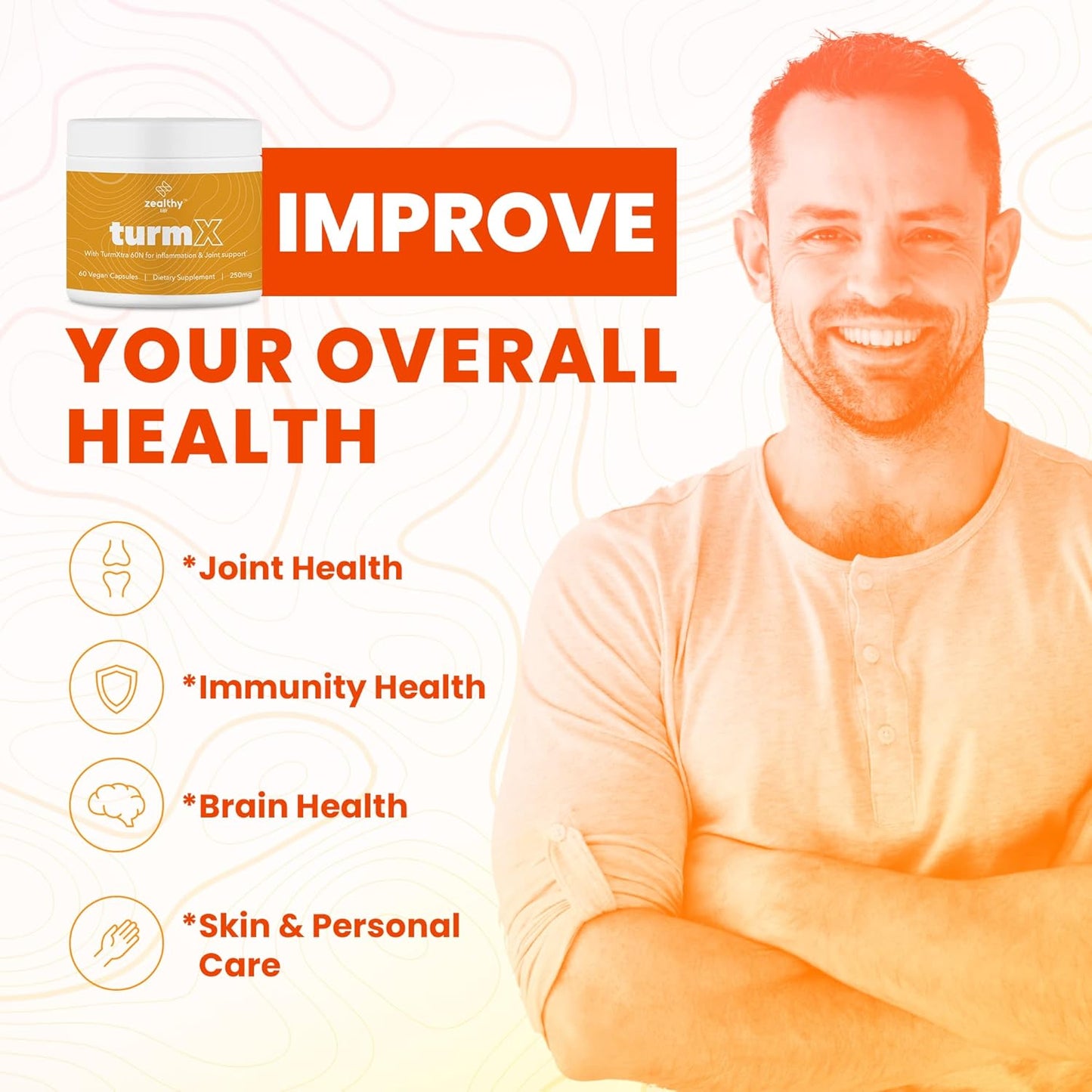 High-Potency Turmeric Capsules for Joint Support - Non-GMO Turmeric Supplements, 250mg per Capsule, 60 Vegan Capsules by Zealthy Life