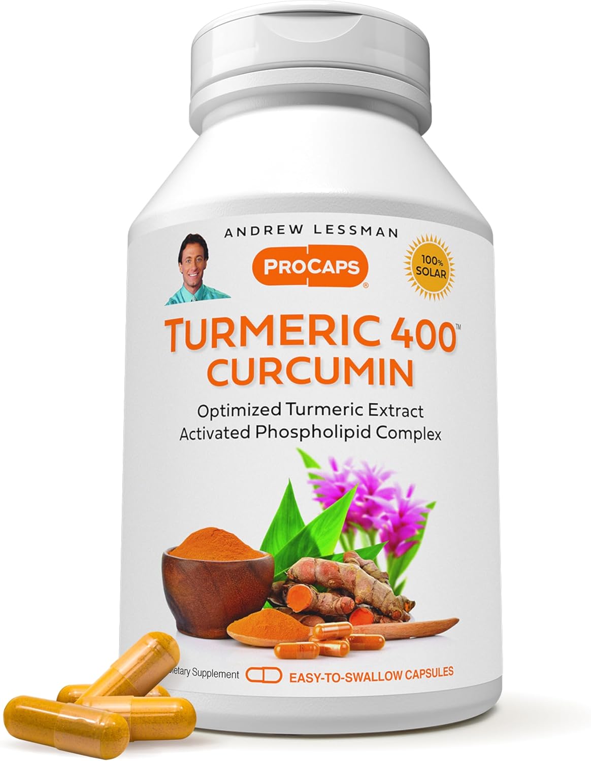 High Potency Turmeric Capsules with 95% Curcuminoids and Phospholipid Complex for Maximum Absorption - 30 Capsules by ANDREW LESSMAN