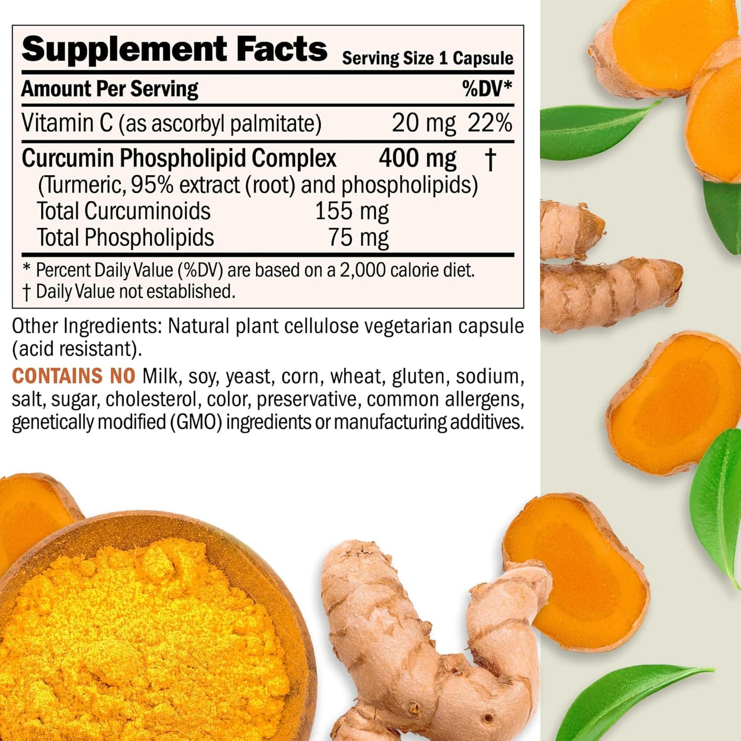 High Potency Turmeric Capsules with 95% Curcuminoids and Phospholipid Complex for Maximum Absorption - 30 Capsules by ANDREW LESSMAN