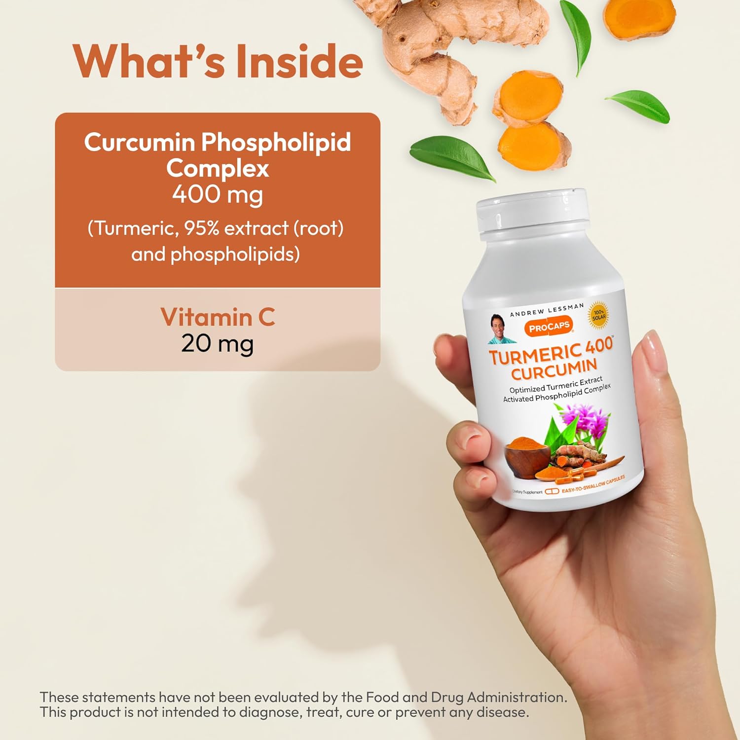 High Potency Turmeric Capsules with 95% Curcuminoids and Phospholipid Complex for Maximum Absorption - 30 Capsules by ANDREW LESSMAN