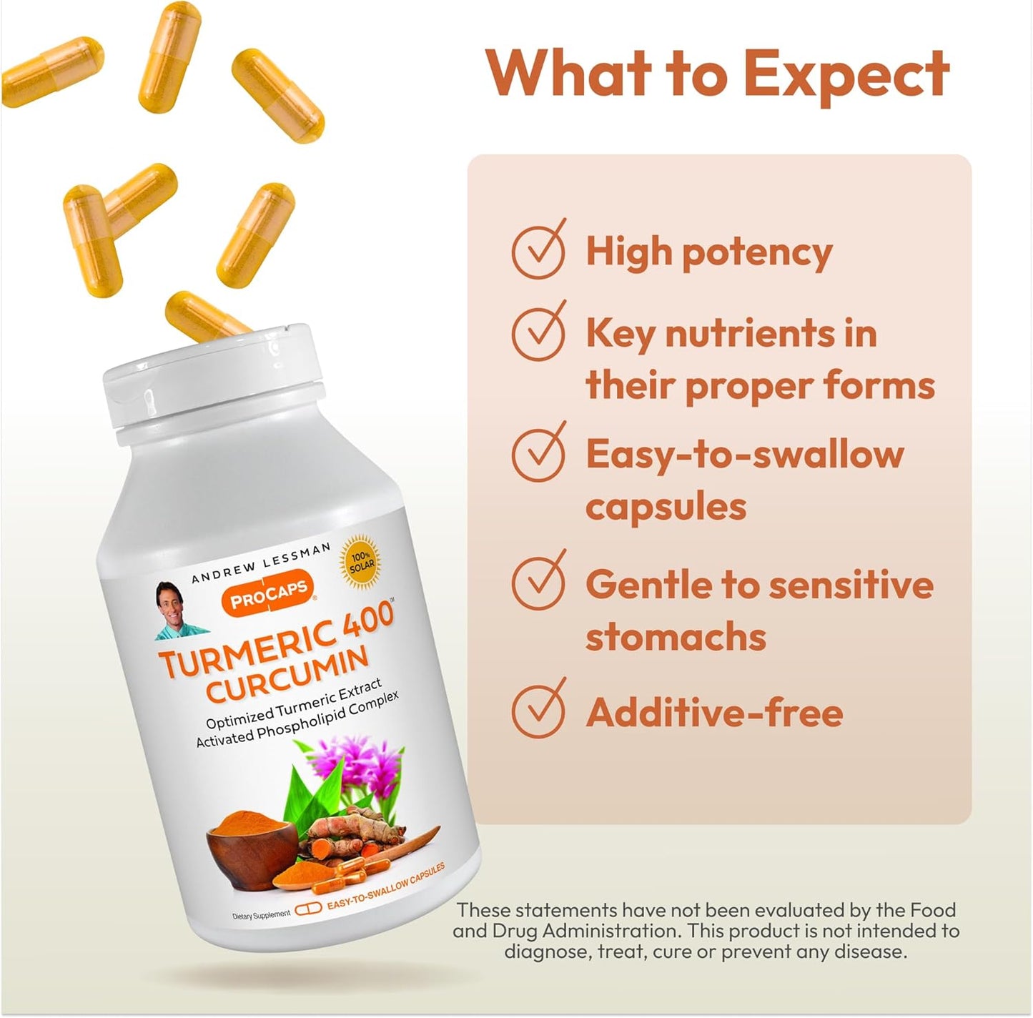 High Potency Turmeric Capsules with 95% Curcuminoids and Phospholipid Complex for Maximum Absorption - 30 Capsules by ANDREW LESSMAN