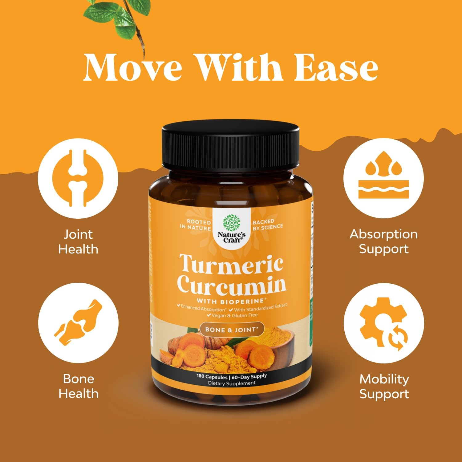 High Potency Turmeric Curcumin Supplement with Black Pepper Extract for Joint Health - 95% Curcuminoids for Daily Support - Enhanced Absorption with Bioperine