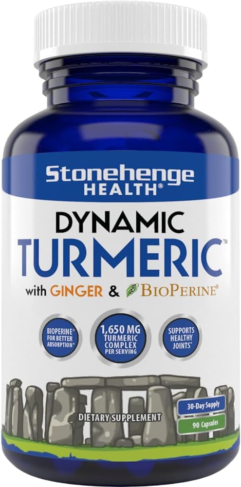 High Potency Turmeric Curcumin with Ginger - 1,650mg, 95% Curcuminoids & BioPerine - 90 Vegetarian Capsules