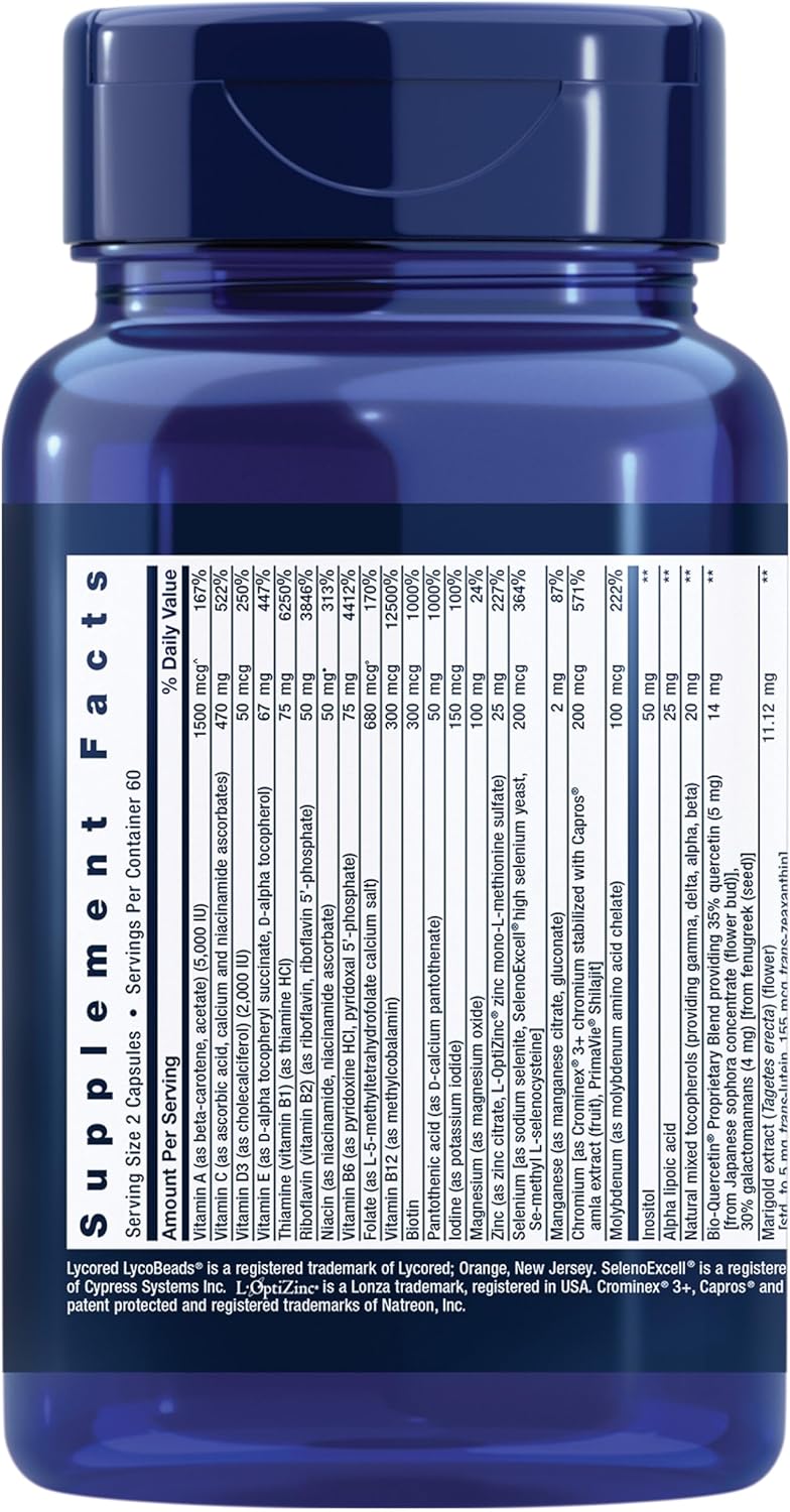 High-Potency Two-Per-Day Multivitamin with Over 25 Nutrients, Two-Month Supply, Non-GMO, Gluten-Free - 120 Capsules