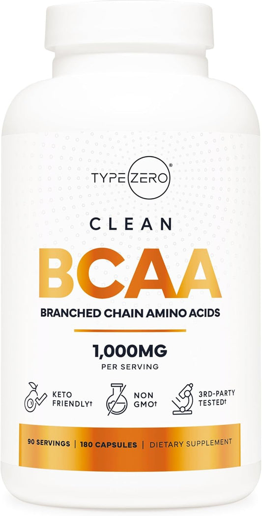 High Potency Type Zero BCAA Capsules - 180 Count (90 Servings) - 500mg L-Leucine, 1000mg L-Isoleucine & L-Valine - Branched Chain Amino Acids Supplement