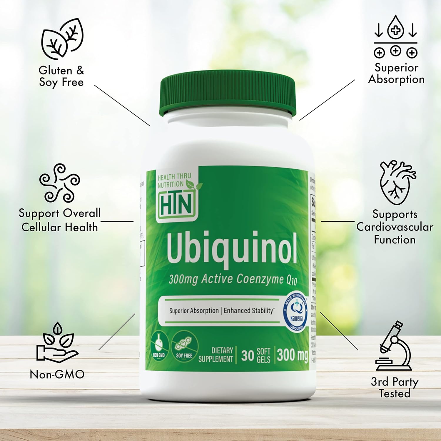 High Potency Ubiquinol 300mg Softgels with Kaneka QH CoQ-10 | Stabilized Formula for Cardio & Mitochondria Health | 3rd Party Tested & Non-GMO
