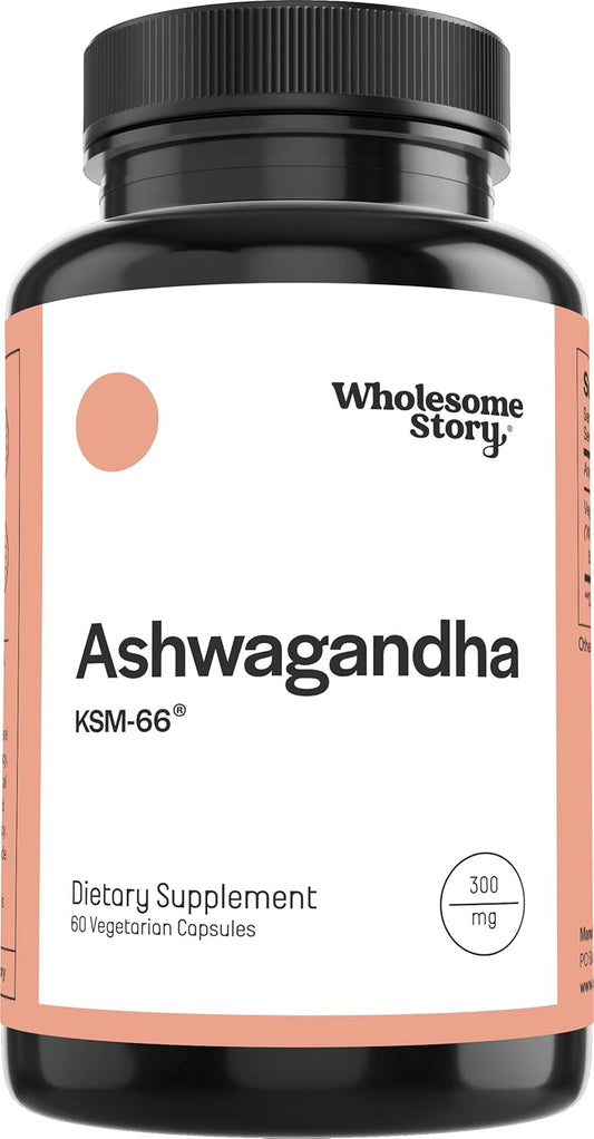 High Potency Vegan Ashwagandha Capsules with 5% Withanolides - 300mg Stress Management Support - 60 Pills for Well Being & Energy