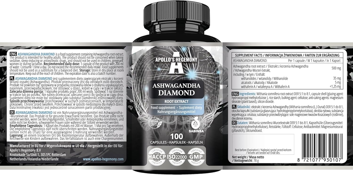 High Potency Vegan Ashwagandha Extract Tablets - 568mg, 100 Tablets, Withania somnifera, 7% Withanolides, Memory & Concentration Support