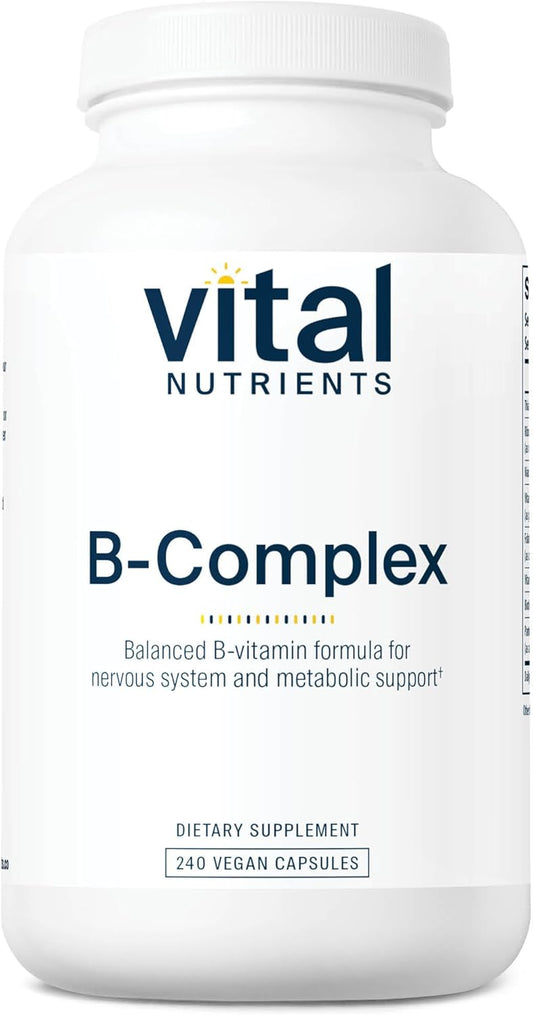 High-Potency Vegan Vitamin B-Complex Capsules for Energy, Metabolism, and Heart Health - 240 Capsules