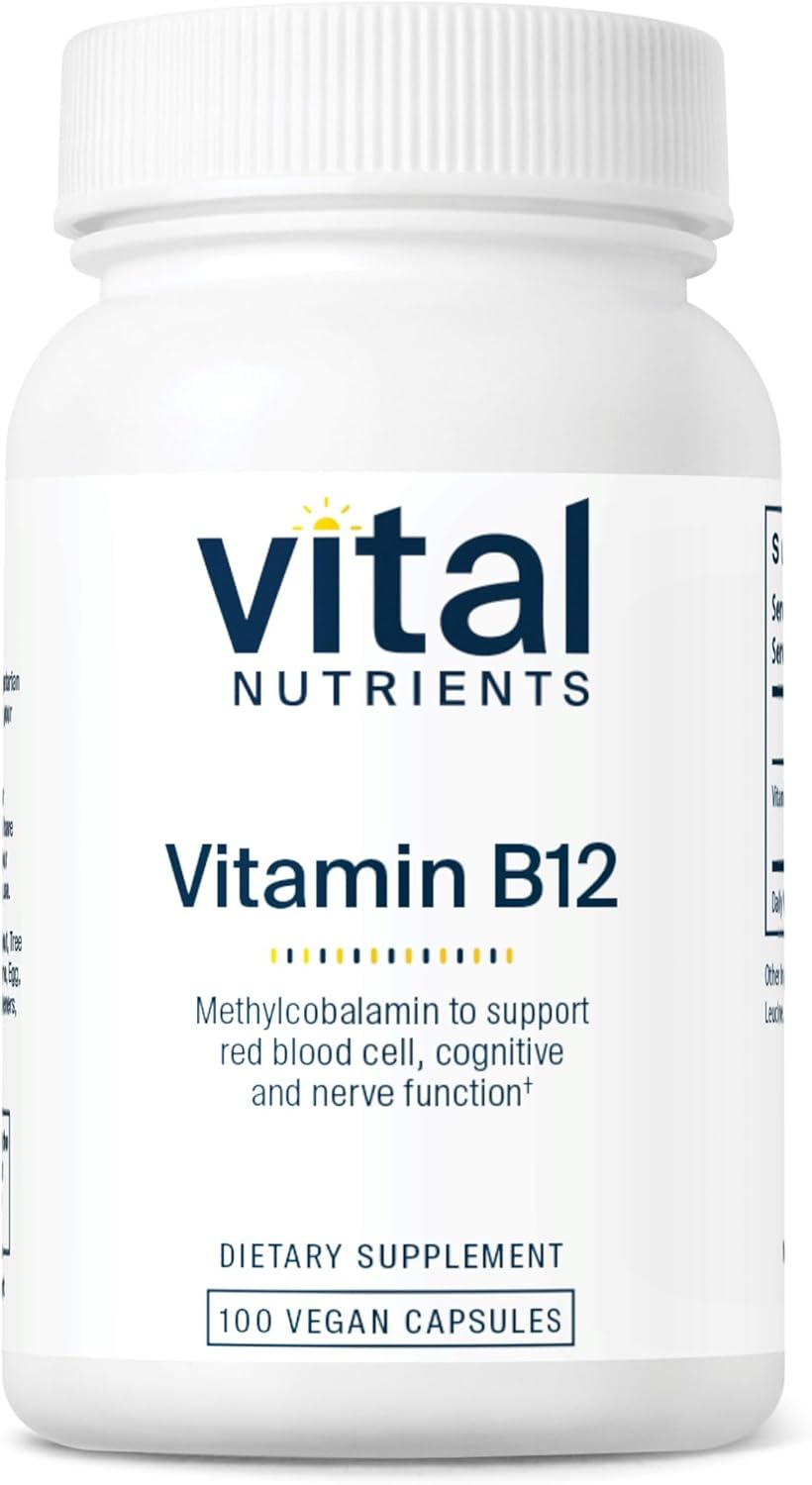 High-Potency Vegan Vitamin B12 Supplement 1000mcg Capsules - Methylcobalamin for Metabolism, Cognitive & Nervous System Health - Gluten, Dairy, Soy Free