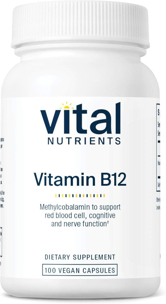 High-Potency Vegan Vitamin B12 Supplement 1000mcg Capsules - Methylcobalamin for Metabolism, Cognitive & Nervous System Health - Gluten, Dairy, Soy Free