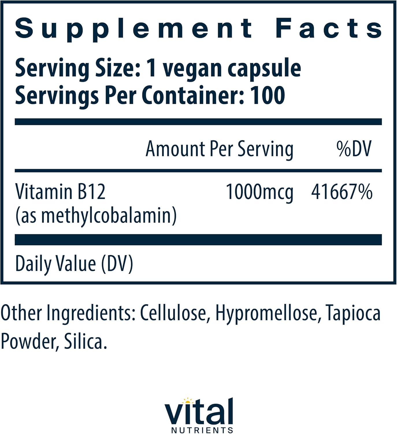High-Potency Vegan Vitamin B12 Supplement 1000mcg Capsules - Methylcobalamin for Metabolism, Cognitive & Nervous System Health - Gluten, Dairy, Soy Free