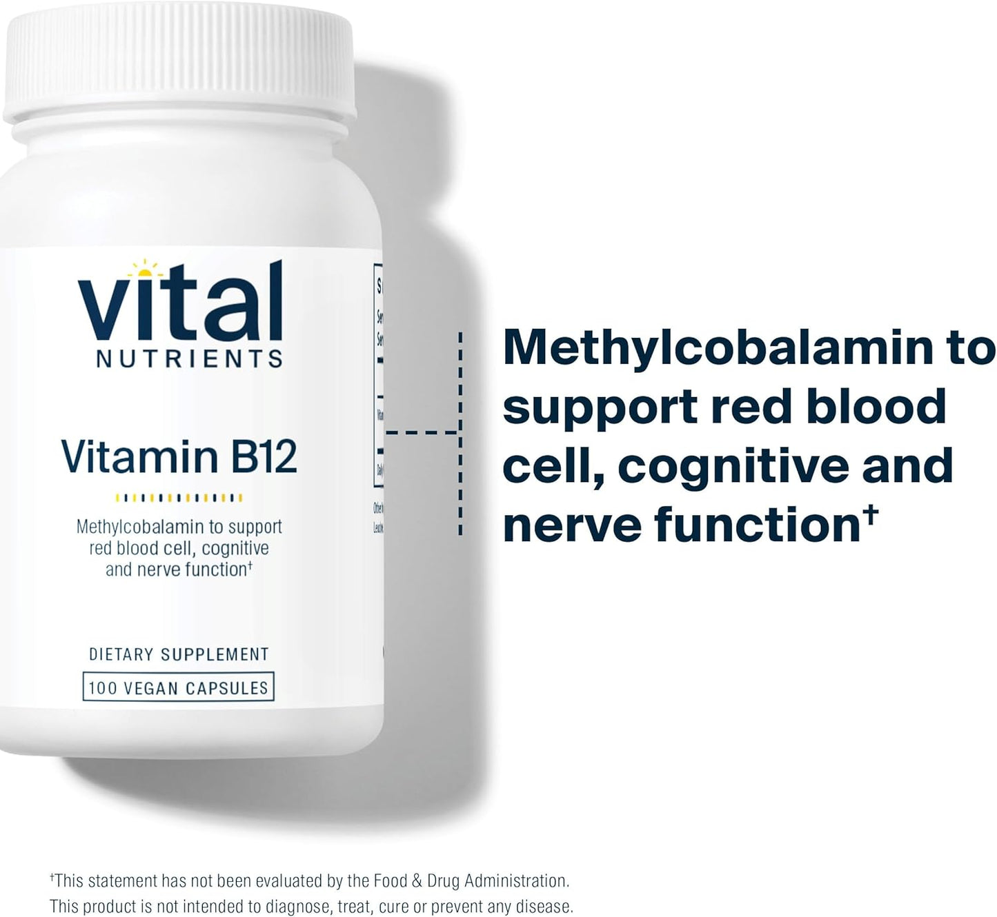 High-Potency Vegan Vitamin B12 Supplement 1000mcg Capsules - Methylcobalamin for Metabolism, Cognitive & Nervous System Health - Gluten, Dairy, Soy Free