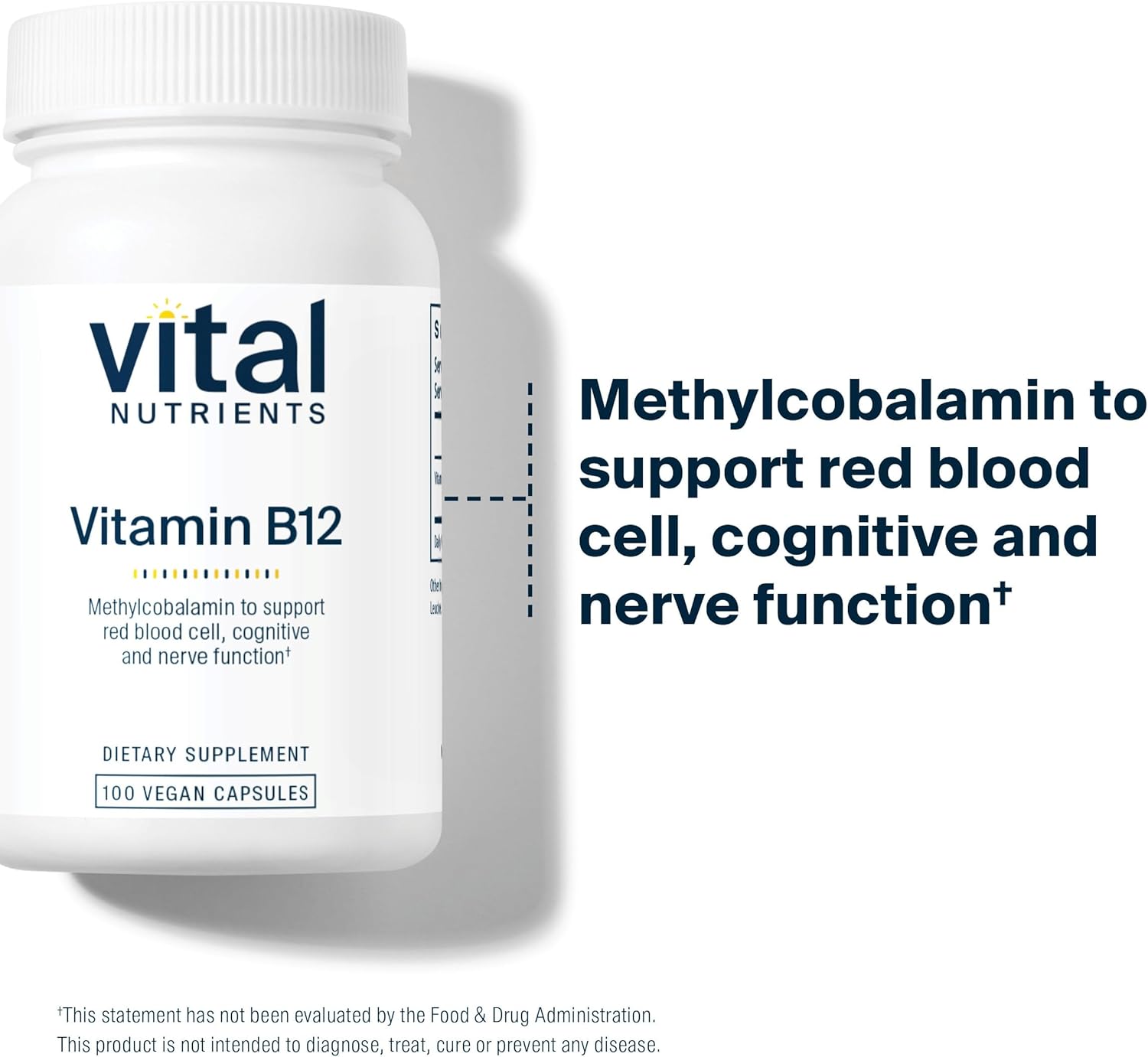High-Potency Vegan Vitamin B12 Supplement 1000mcg Capsules - Methylcobalamin for Metabolism, Cognitive & Nervous System Health - Gluten, Dairy, Soy Free