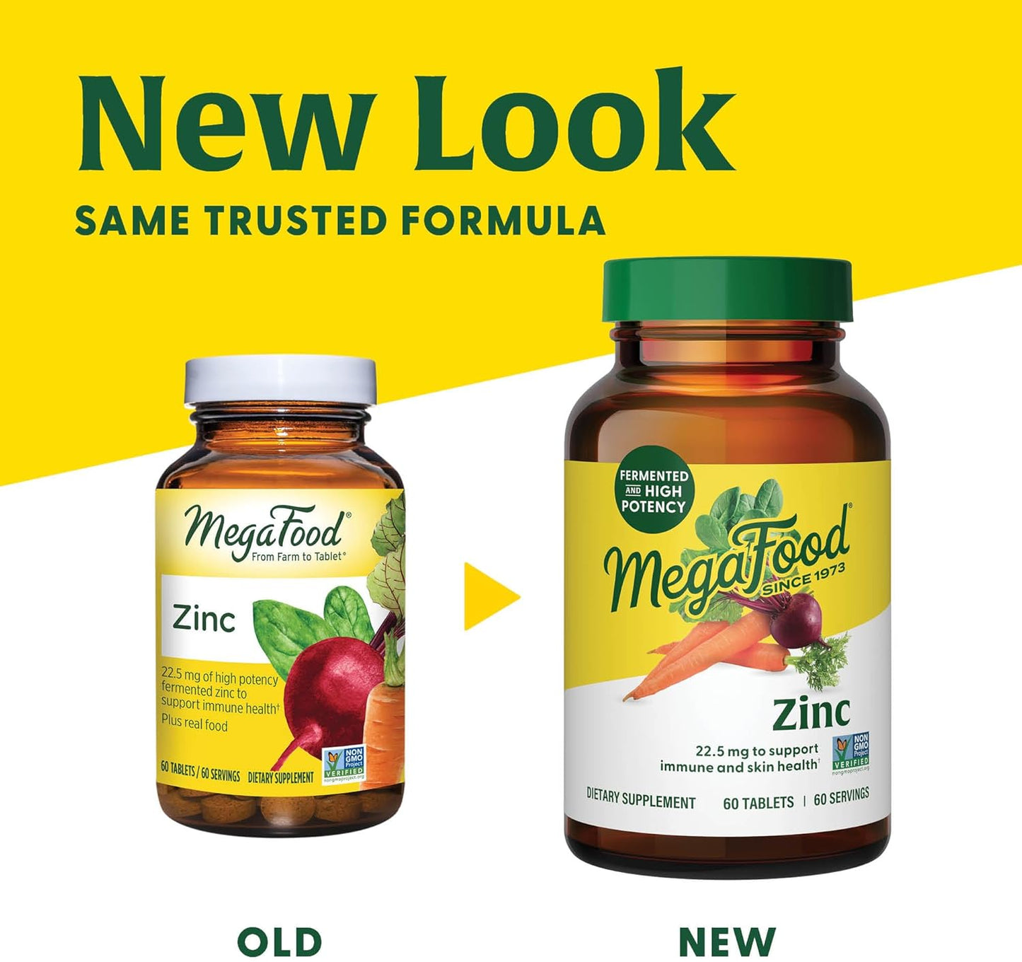 High Potency Vegan Zinc Supplement for Immune Support - 22.5 mg Fermented Zinc - Gluten-Free, Kosher - 60 Tablets