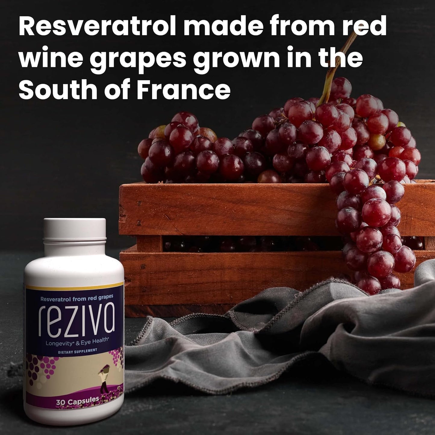 High Potency VisiVite Reziva Resveratrol Supplement - Doctor Formulated Transresveratrol Capsules for Longevity, Eye Health & Well-Being - 30 Veg Caps