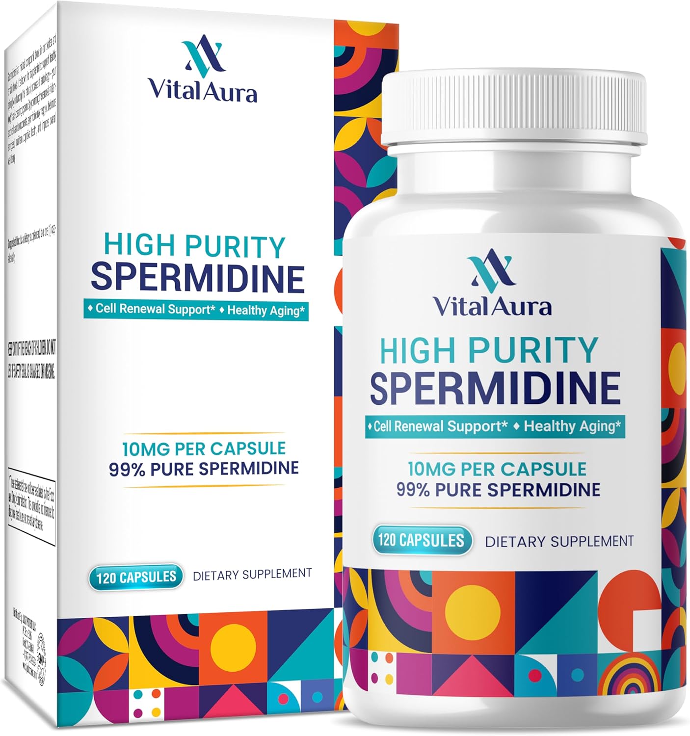 High Potency Vital Aura Spermidine Supplement - 10mg x 120 Capsules | 4 Month Supply for Healthy Aging, Brain & Cellular Health - 100x More Powerful Than Wheat Germ Extract