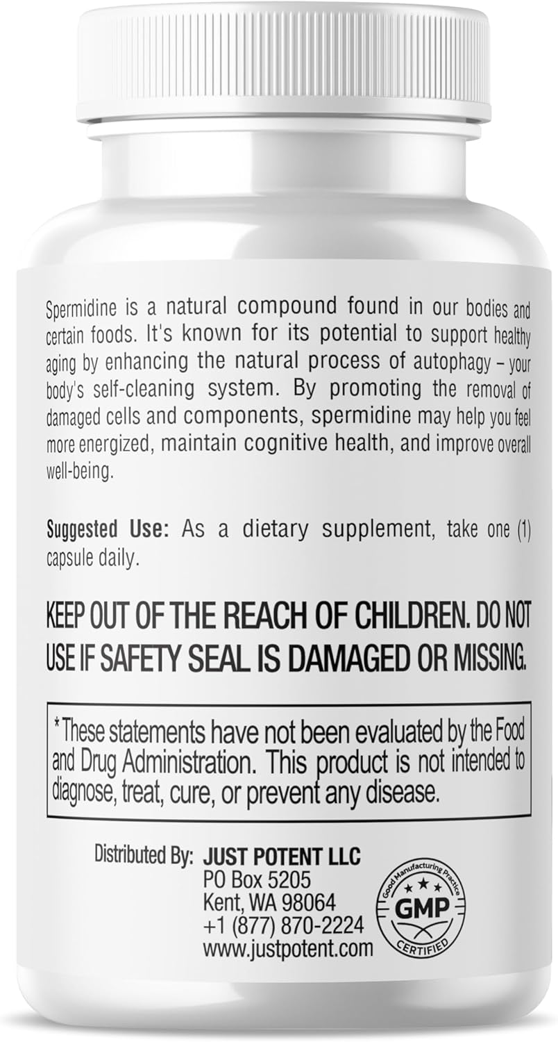 High Potency Vital Aura Spermidine Supplement - 10mg x 120 Capsules | 4 Month Supply for Healthy Aging, Brain & Cellular Health - 100x More Powerful Than Wheat Germ Extract