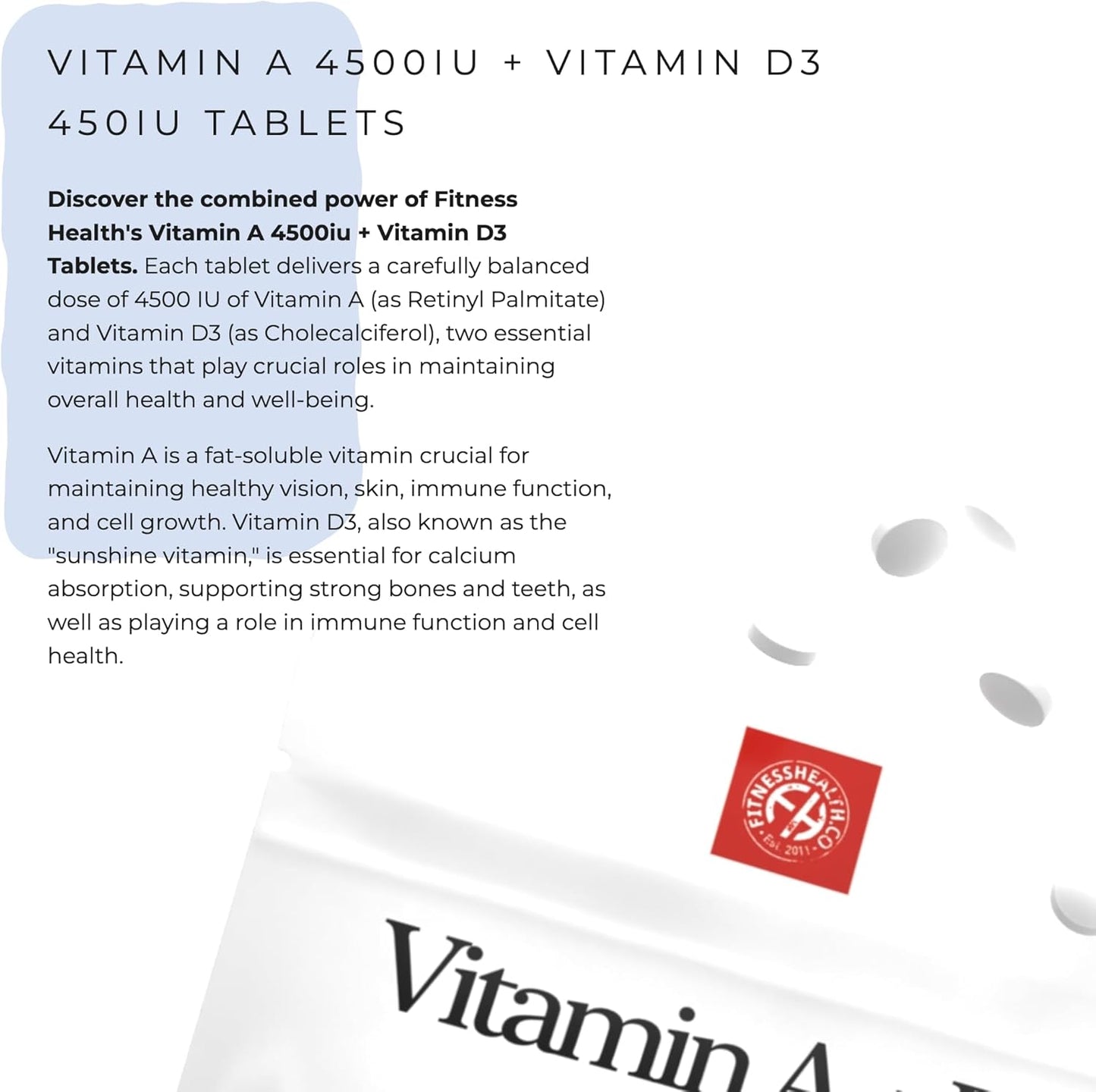 High Potency Vitamin A 10000IU Tablets for Healthy Skin & Vision - Vegan Supplement for Mood & Nutrition - 120 Count - Eco-Friendly Packaging