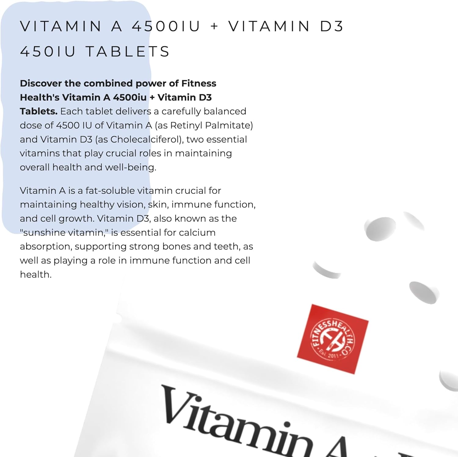 High Potency Vitamin A 10000IU Tablets for Healthy Skin & Vision - Vegan Supplement for Mood & Nutrition - 120 Count - Eco-Friendly Packaging
