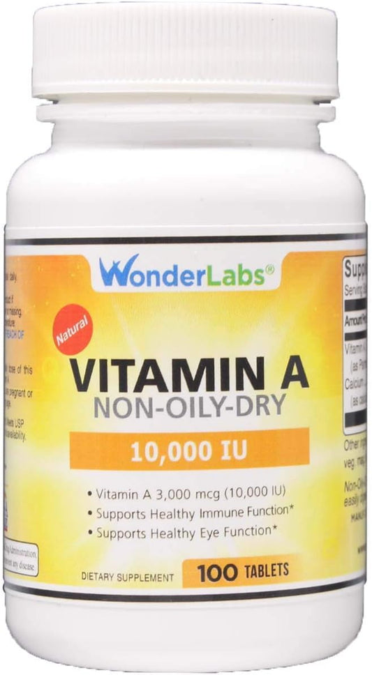 High Potency Vitamin A Supplement - 10,000 IU Palmitate from Cod Liver Oil - 100 Tablets