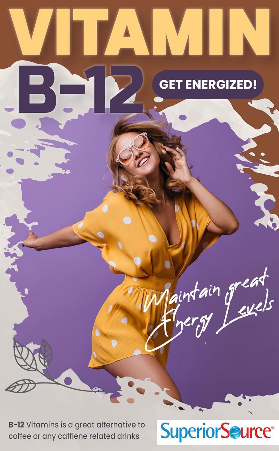 High Potency Vitamin B-12 Methylcobalamin & Folic Acid Tablets for Energy, Brain, and Heart Health - Stress Support - 60 Sublingual Dissolving Tablets